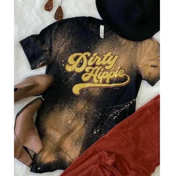 Tops - SOLD OUT Black Bleached Dirty Hippie Bella Graphic Tee